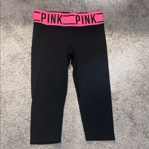 VS Pink cropped yoga pants.